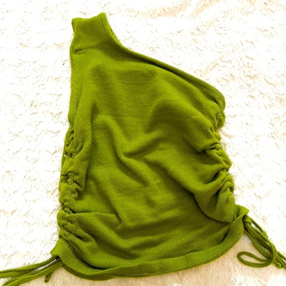 One Shoulder Drawstring Side Knit Top